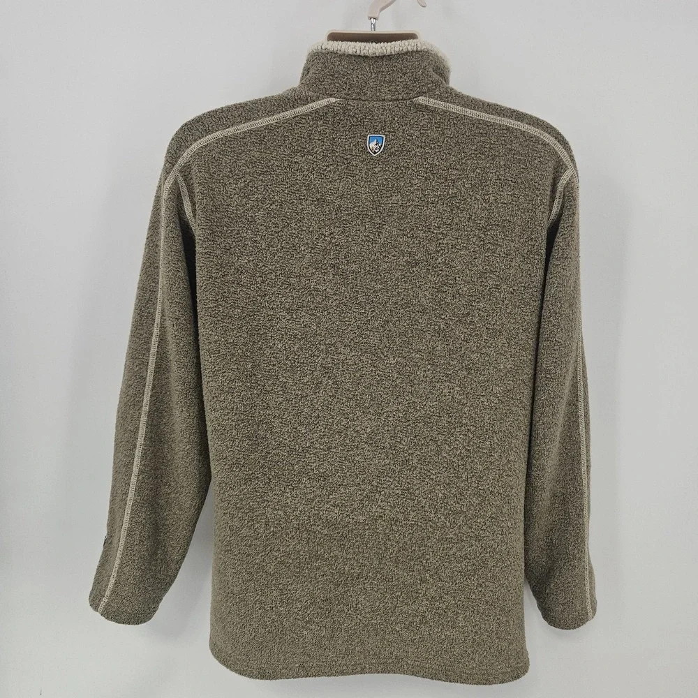 Kuhl Alfpaca Fleece Sweater Mens Medium‎ Brown 1/4 Zip Pullover Outdoor Warm